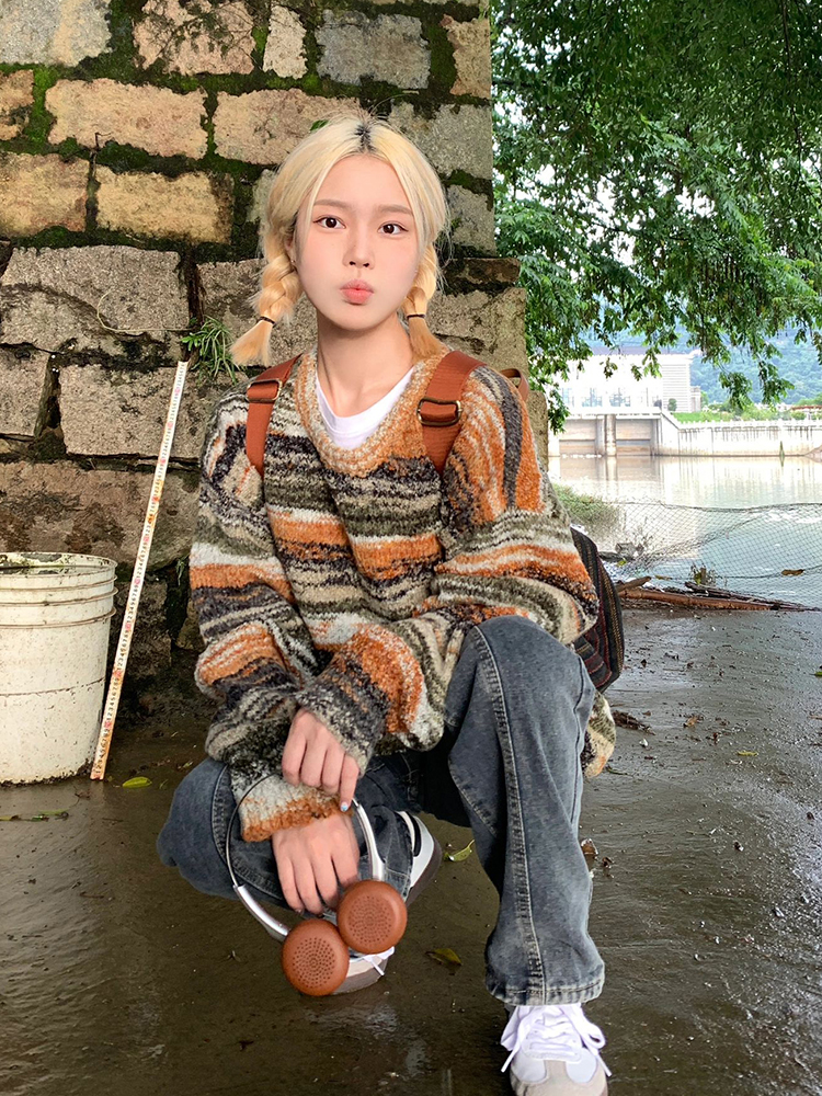 Women's American-style Vintage Stripe Sweater