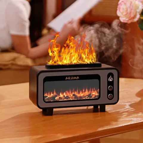 New Design Ultrasonic Flame Humidifier 200ml Simulated Fireplace 3D