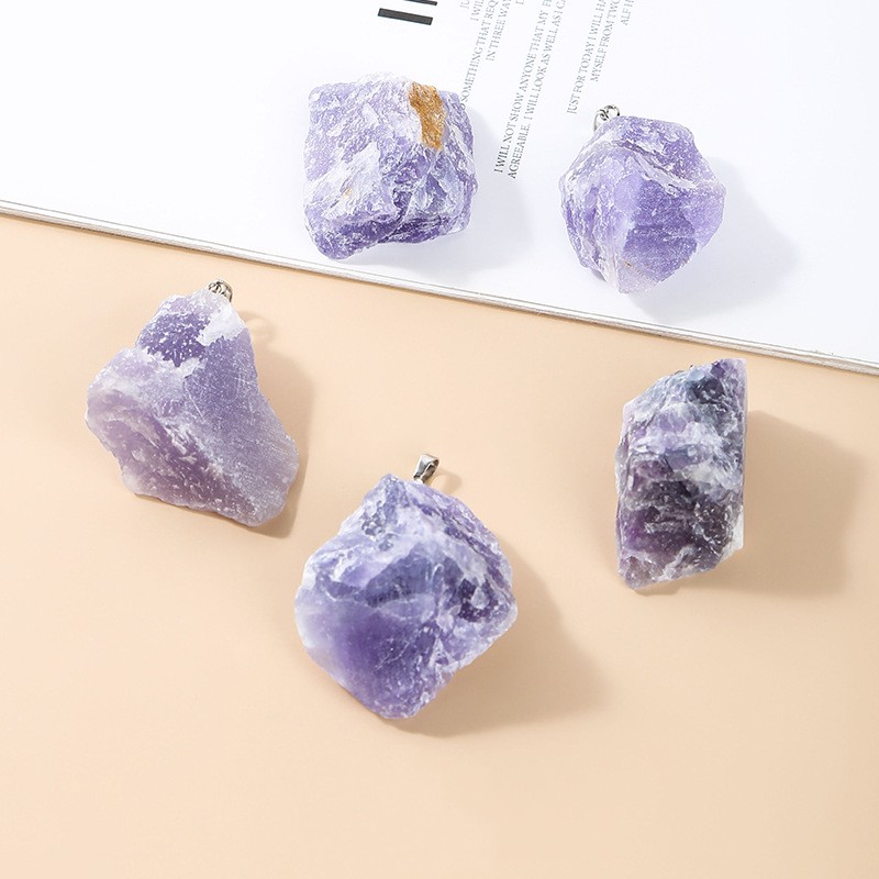 Natural Amethyst Original Stone Pendant Purple - Shop at LoveMi
