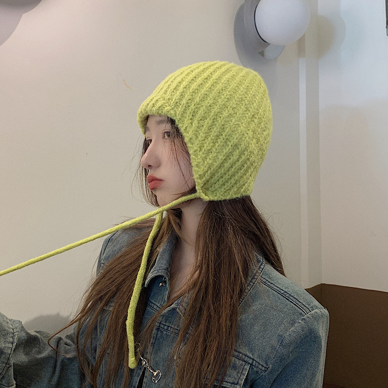 Green Warm Ear Protection Knitted Wool Hat
