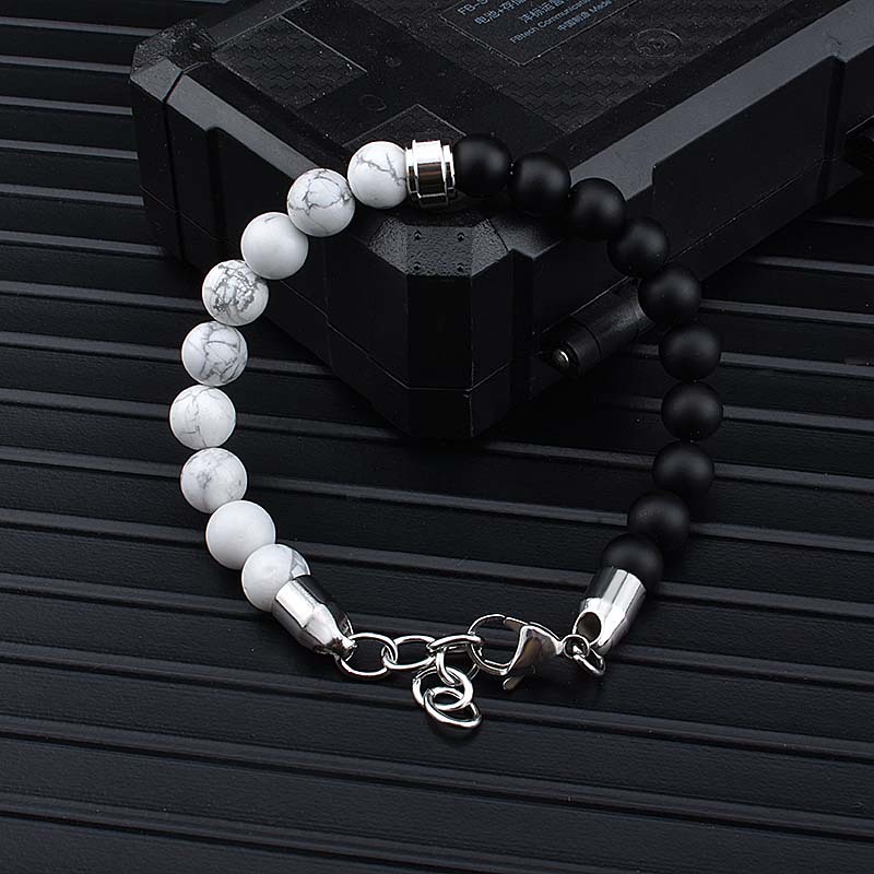 Stainless Steel Natural Stone Bracelets Bangle Men Tiger Eye Stone Bead Bracelet For Men Gift For Him Pulseras Hombre  JS-04