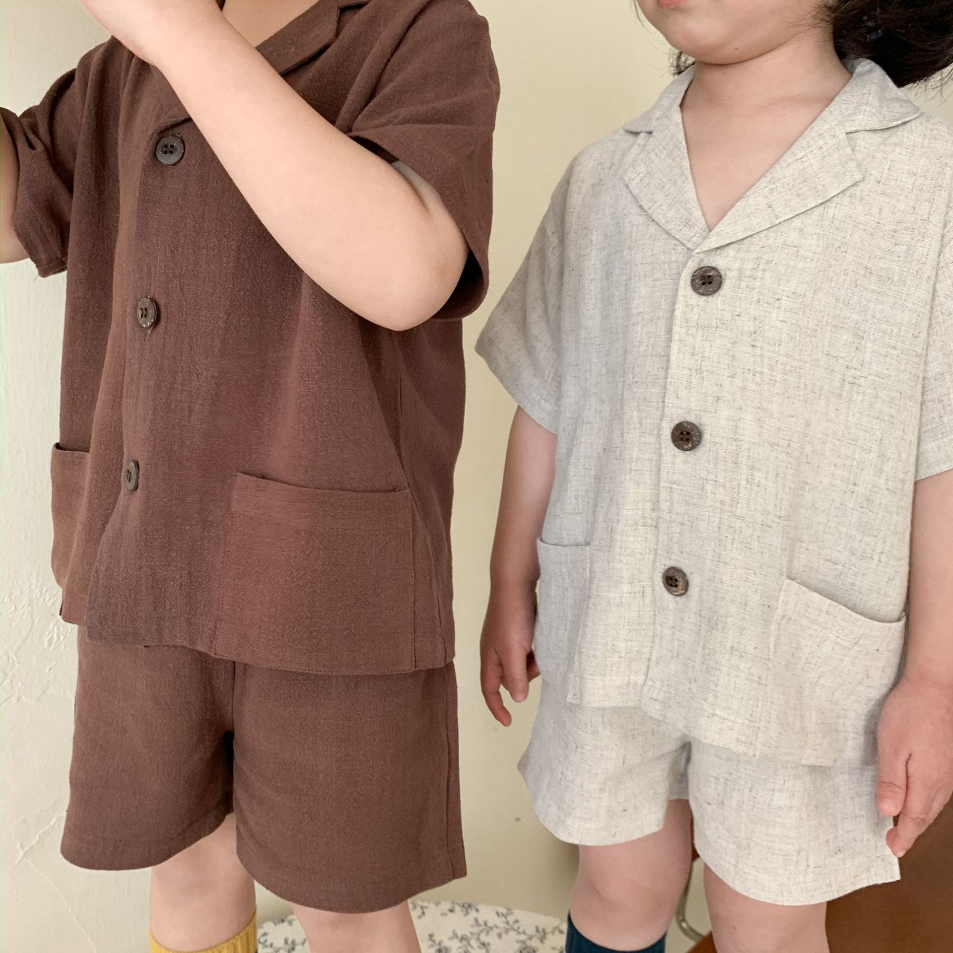 New Baby Linen Short-sleeved Shirt