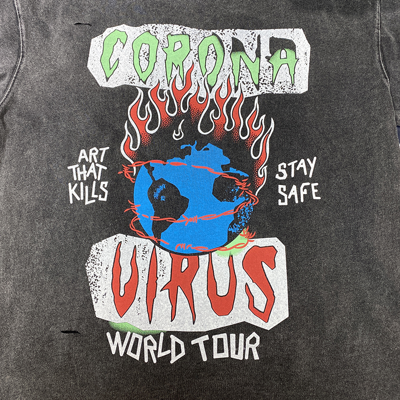 Rotten Holes And Distressed Loose Round Neck Short-sleeved T-shirt