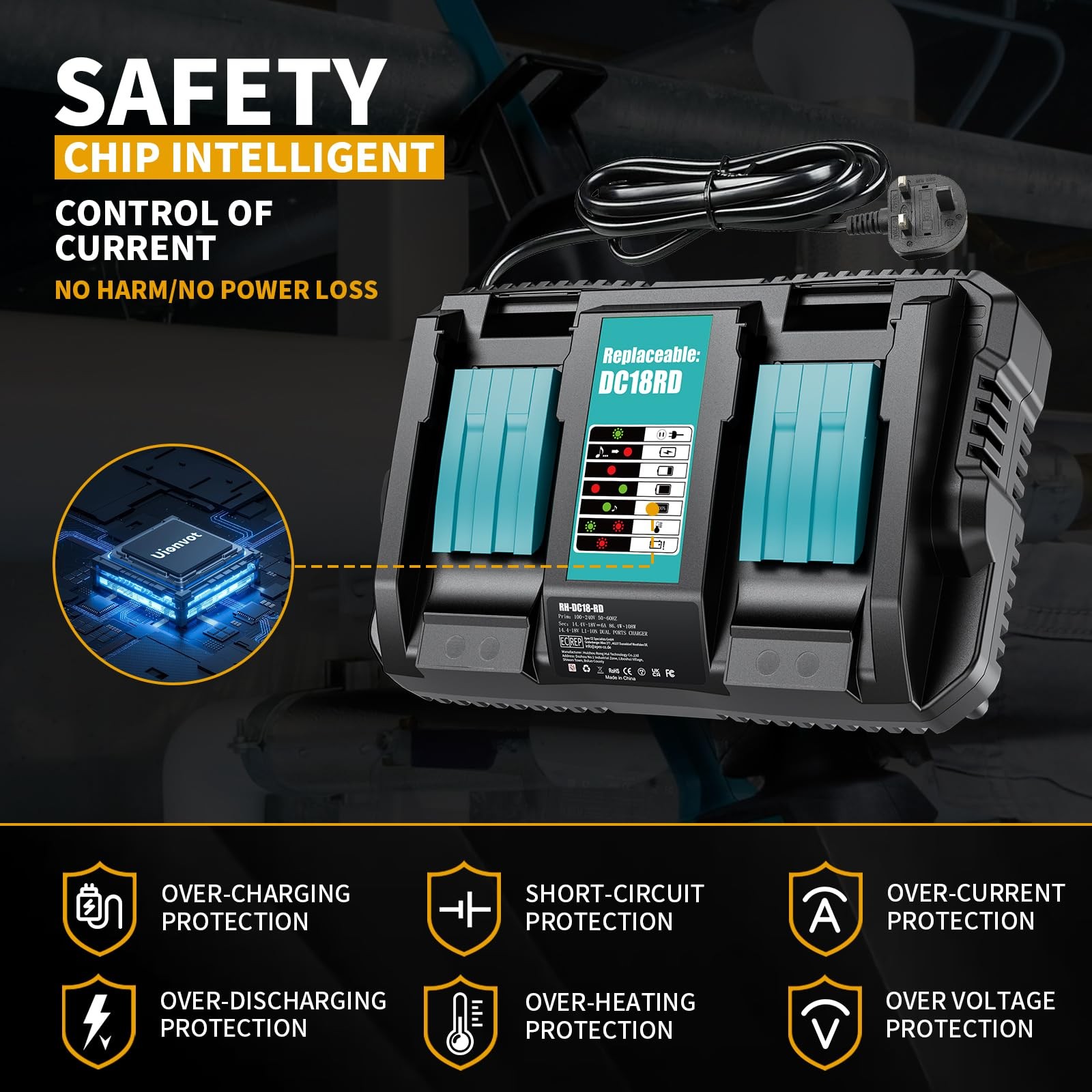 Dual Fast Charger For  18V Li-Ion Battery BL1860 BL1830 BL1850 BL1840 NEW — foto 9