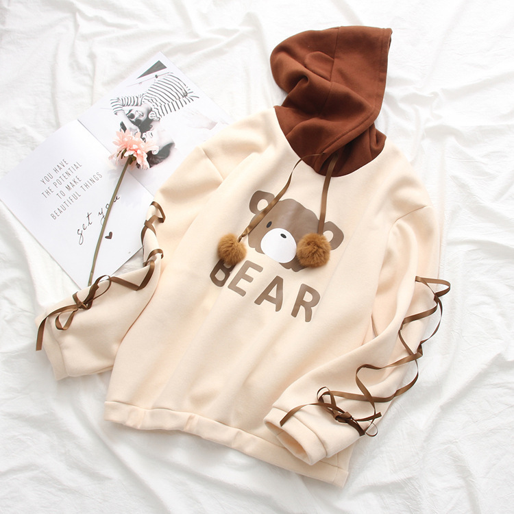 Title 3, Cute bear long sleeve hooded sweater