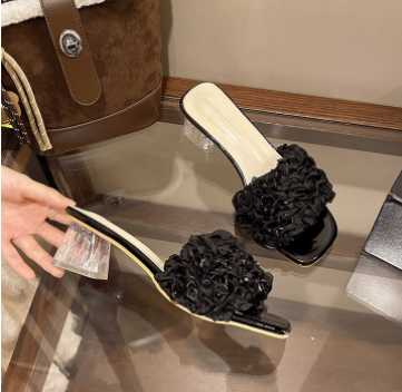 Block Heel Slide Sandals, picture 3 of 3