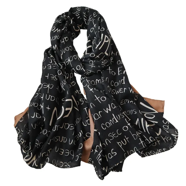 New Style Cotton And Linen Feel Autumn And Winter Fashion Scarf Black - Shop at LoveMi