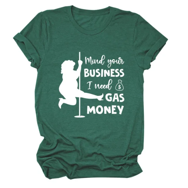 Round Neck Fashion Short Sleeve Loose T Shirt Retro Green White Font - Shop at LoveMi