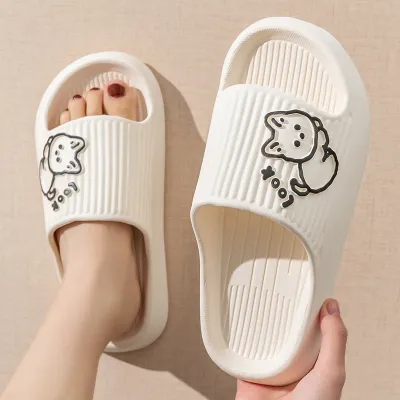 Cute Cat Slippers Summer Women Home Shoes Bath Thick Platform Non-Slip Slides Indoor Outdoor