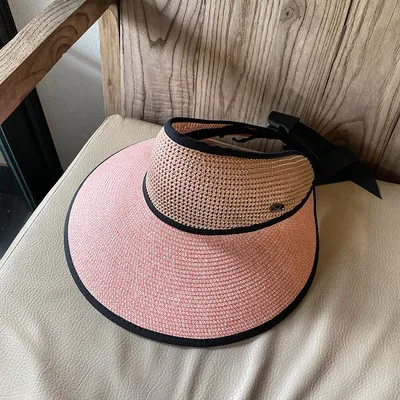 Ladies Summer Shade Sunscreen Foldable Straw Hat Pink - Shop at LoveMi