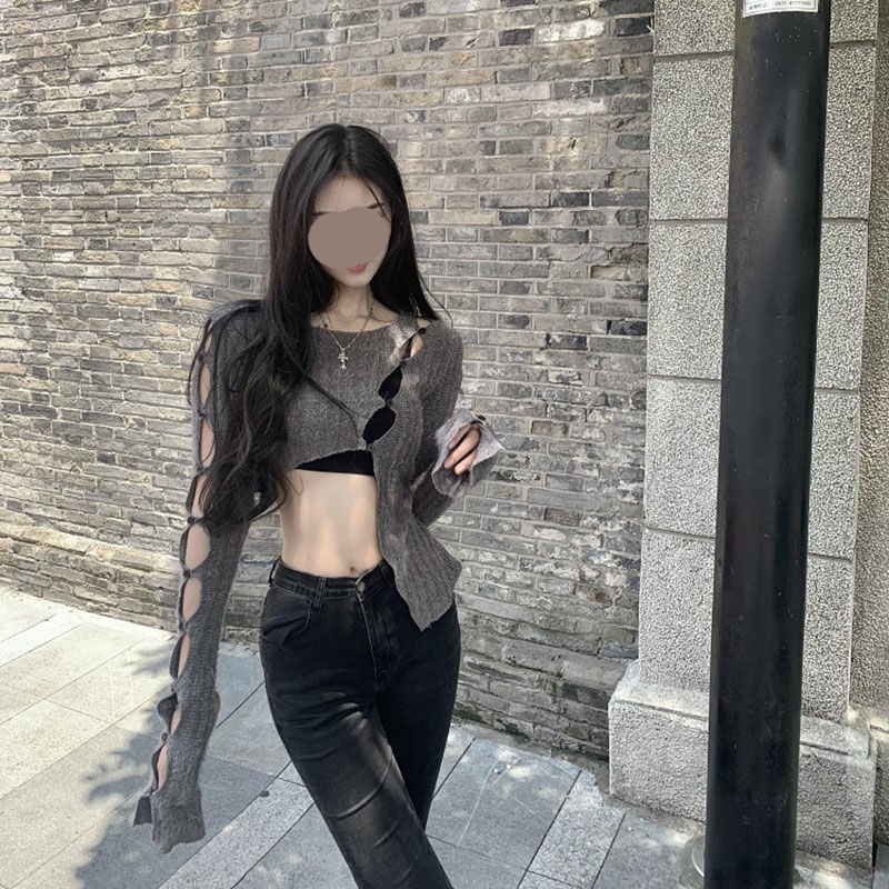 Irregular Knitted Sweater With Hollow Design