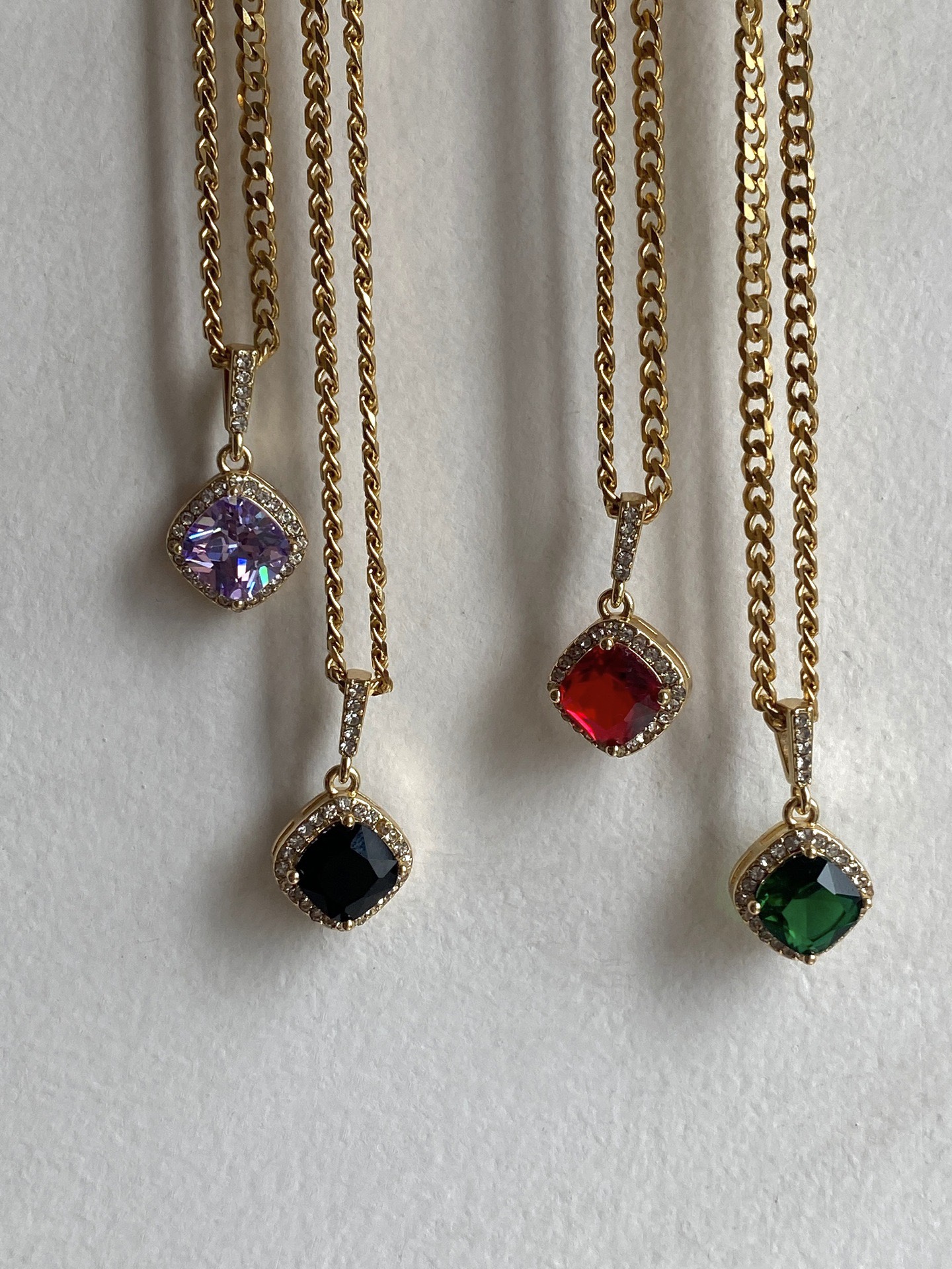 18k Real Gold Electroplating Emerald Necklace Gemstones