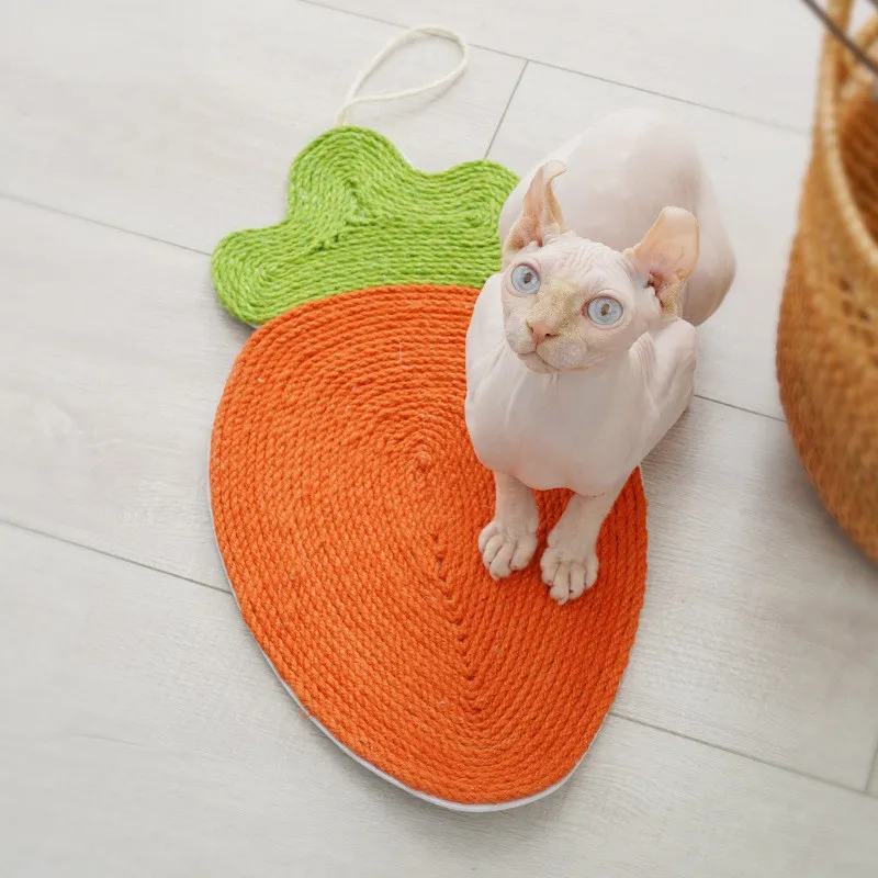 Cat Supplies Watermelon Cat Linen Mat Cat Daily Necessities Sisal Cat Claw Board - Carrot