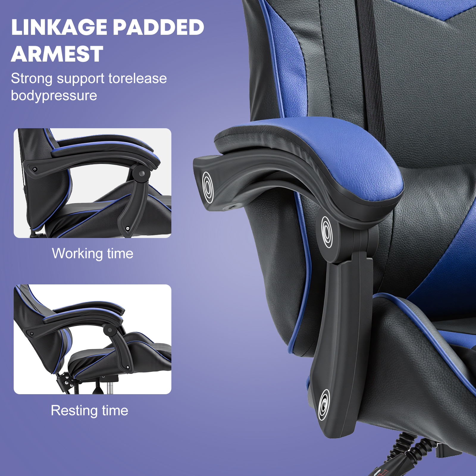 Gaming Reclining Swivel Chair For Adults,Ergonomic Racing PC With Lumbar Support — image 12