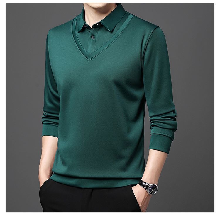 Long - Sleeve False Two Bottom Unlined Upper Garment Thin Turn - 4