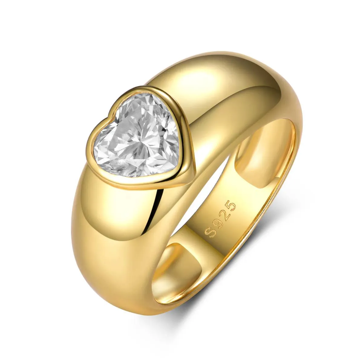 S925 Silver Gold Plated 1.2ct Heart Moissanite