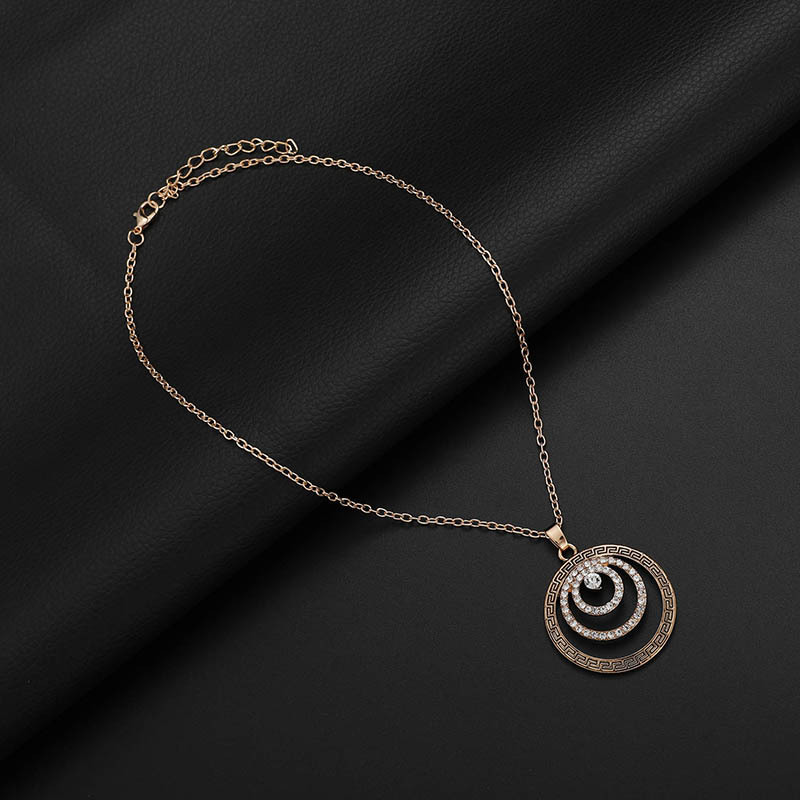 Three-ring Necklace, Two-ring Earrings, European And American Wedding Diamonds