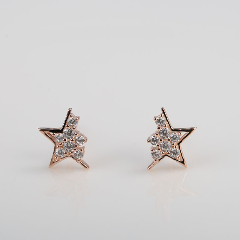 Sterling Silver Simple Christmas Star Stud Feminine Personality Diamond Earrings