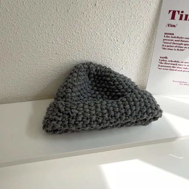 Chunky Knitted Pineapple Pattern Beanie Grey - Shop at LoveMi