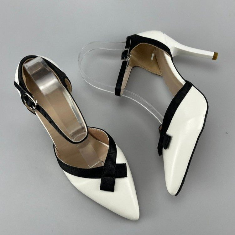 French Elegant Pointed Toe Bow High Heels