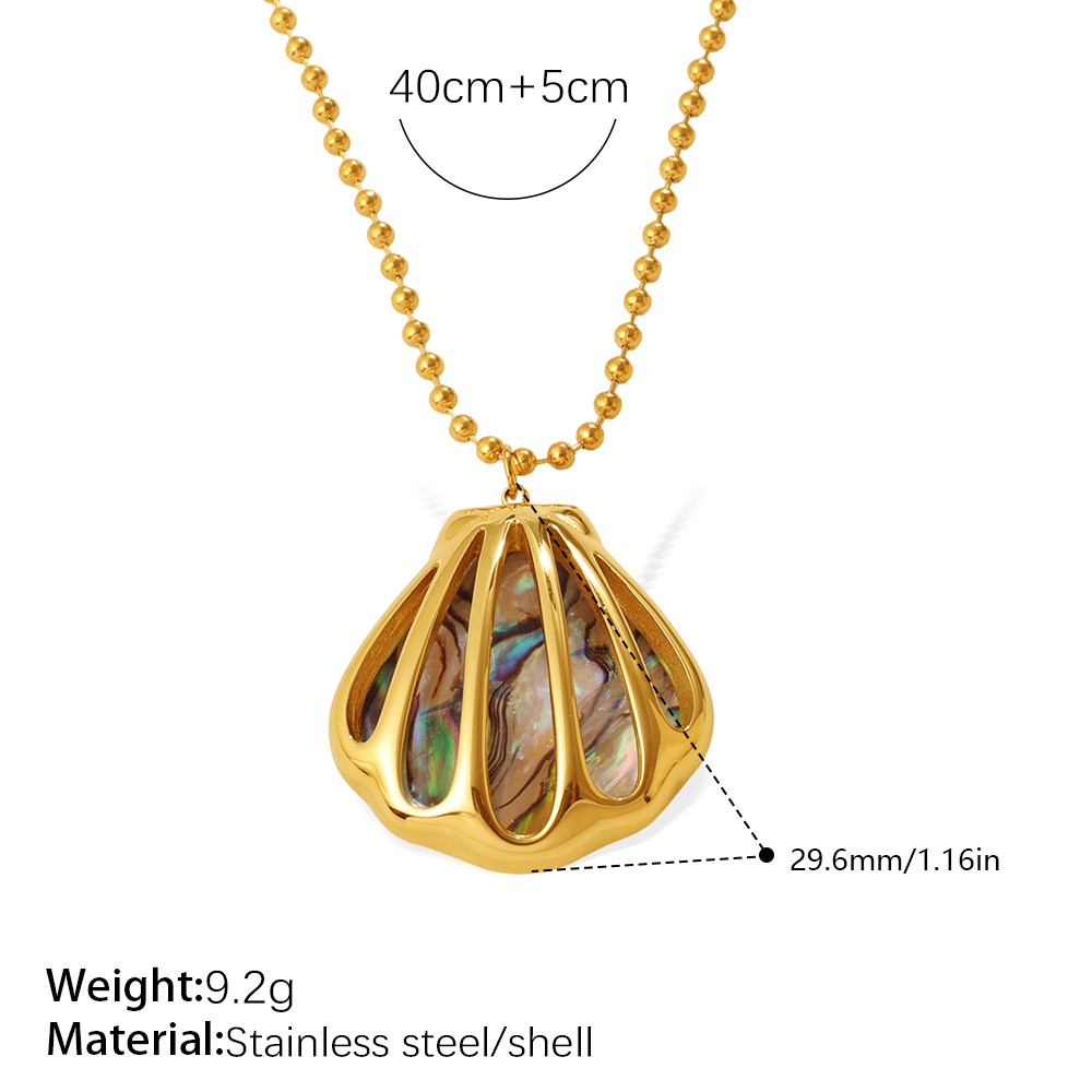 Luxury Ocean Series Beach Shell Pendant Earrings & Necklace, 18K Gold Plated Stainless Steel Jewelry