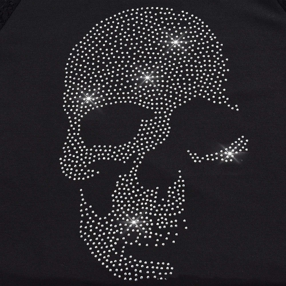 Skull Hot Drill Half Turtleneck Long Sleeves