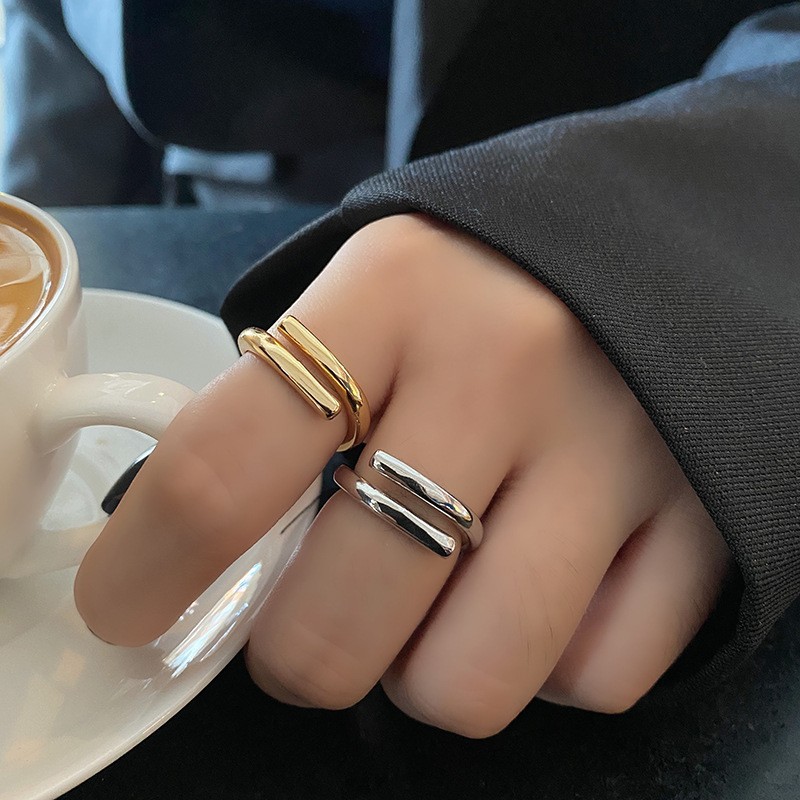 Elegant Line Metal Texture Ring Simple Jewelry