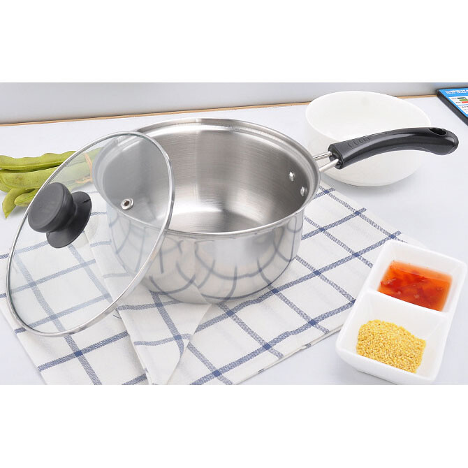 Set Of 3 Induction Non Stick Stainless Steel Cookware Kitchen Glass Lids Pot Pan 14