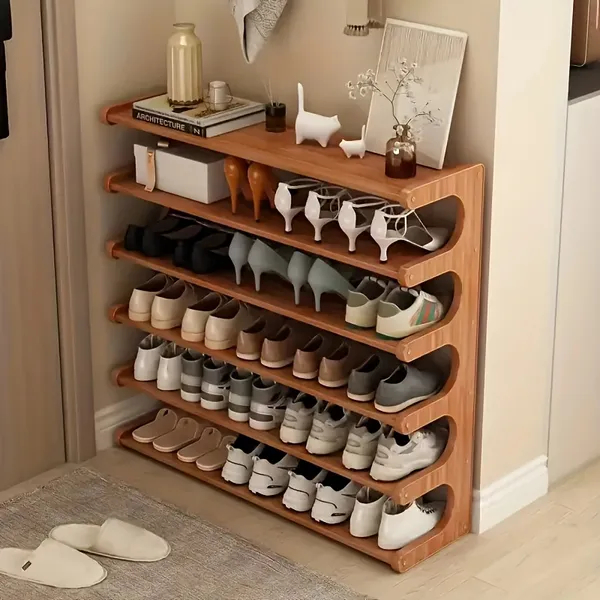 Layer Practical Storage Rack, Shoe Rack, Space-saving Design, Multi-layer Independent Storage Rack, Wood Grain Finish, Easy To Assemble, Self-supporting Cubic Shoe Storage Rack, Storage Rack, Suit