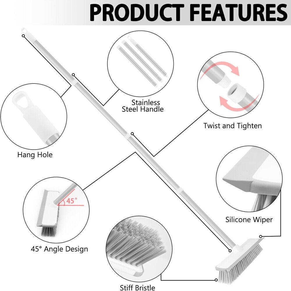 Adjustable Angled 2 In 1 Floor Brush Squeegee For Household Wall Corner Patio — image 4