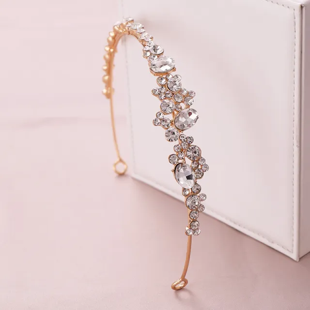 Women's Fashion Rhinestone Hair Hoop Crown Gold - Shop at LoveMi