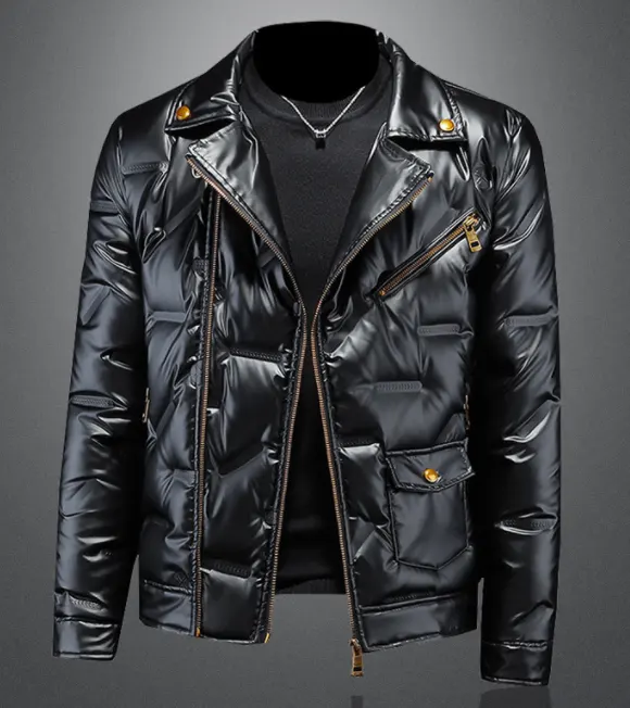 White Duck Down Shiny Suit Collar Men's Jacket
