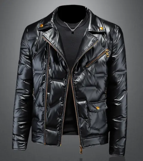 White Duck Down Shiny Suit Collar Men's Jacket