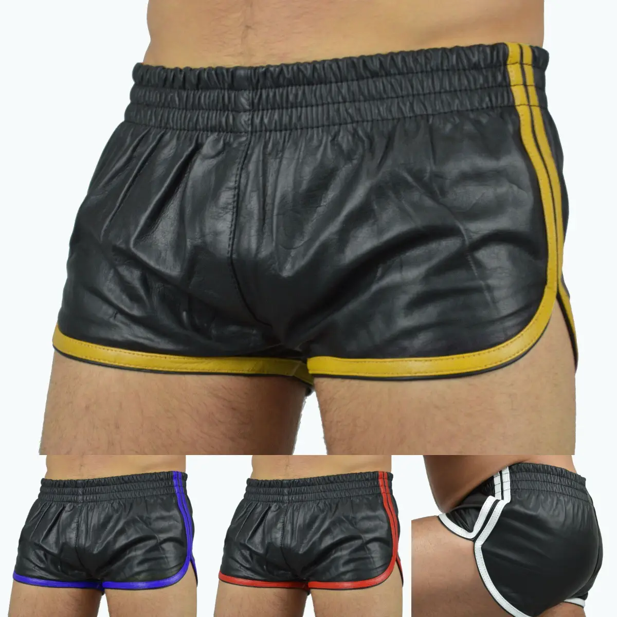 Pure Color PU Strappy Casual Leather Pants