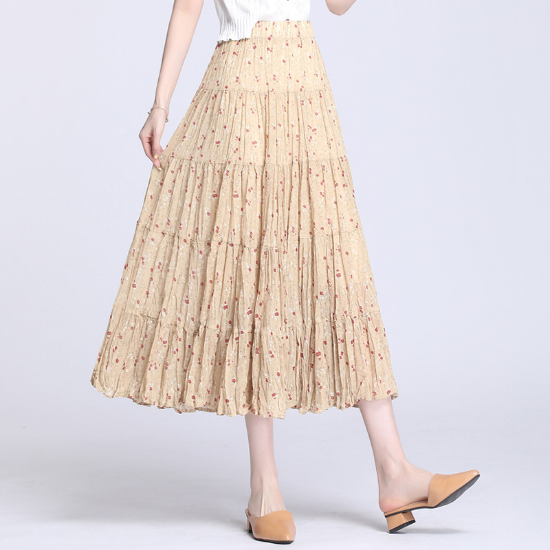 Floral Stitching Chiffon Skirt