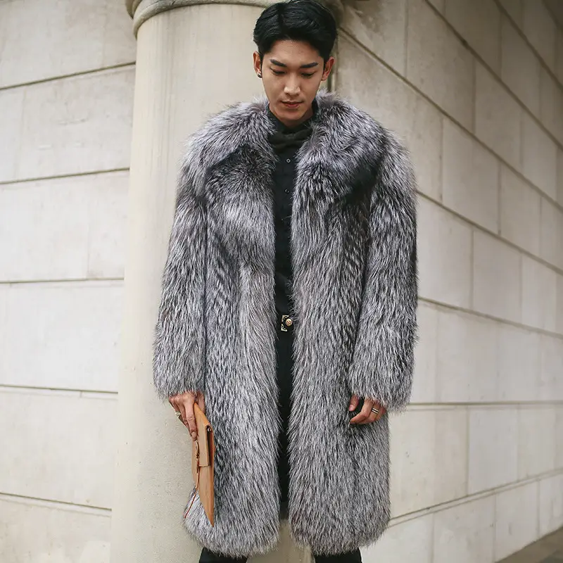 Imitation Whole Mink Men's Mink Fur Plus Long Coat