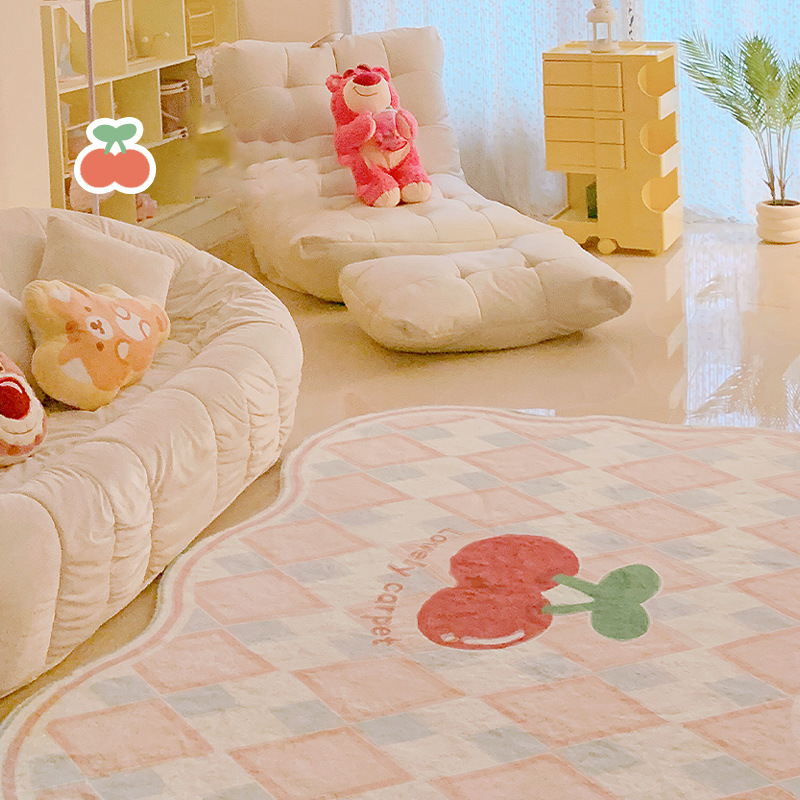 2e966f0e c593 43fd b891 2ca283b5a530 - Imitation Cashmere Carpet Cream Checkerboard Household Bedroom
