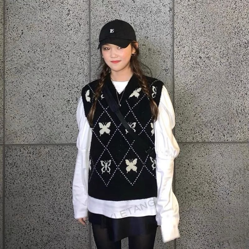 Knitted Waistcoat And Vest Women's Japanese Butterfly Design Top