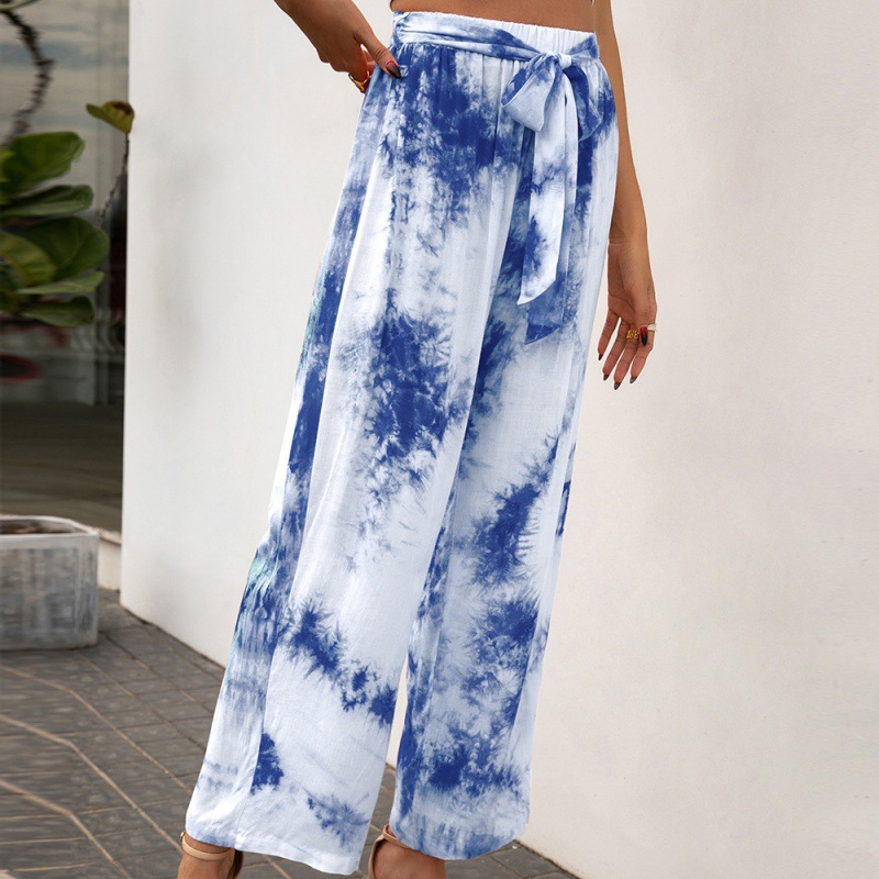 Title 5, Loose Tie-dye Belted Trousers for Casual Women ...