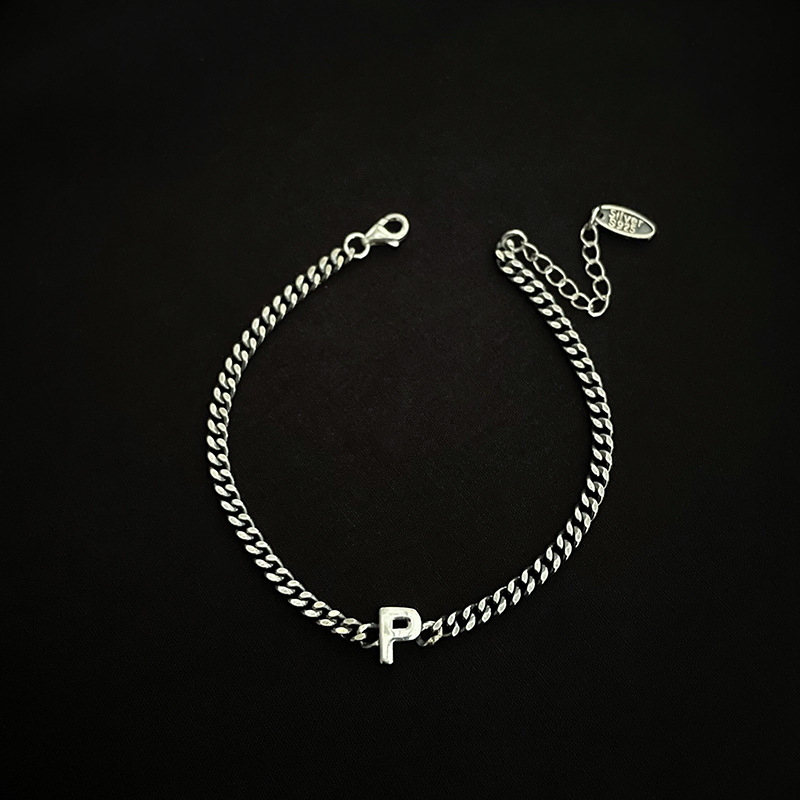 Title 13, Pulsera de plata de ley con 26 letras inglesas,...