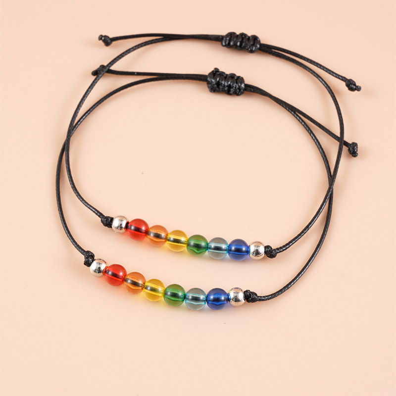 Two-piece Retro Colored Bead Bracelet Set