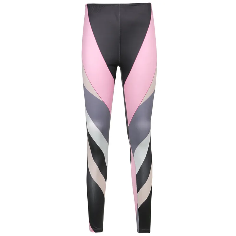 Fashion Casual Sports High Waist Skinny Printed Trousers - Pink