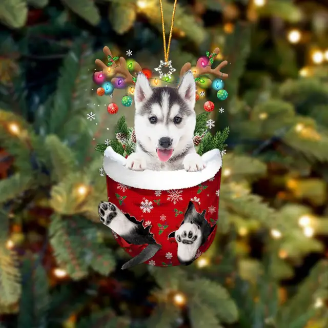 New Creative Cute Christmas Socks Dog Pendant Decoration Holiday Gift Little Husky - Shop at LoveMi