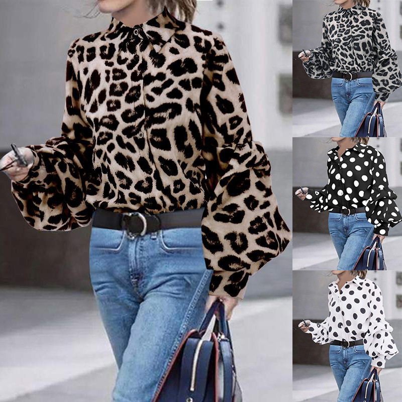 Title 6, Ladies Loose Slim Leopard Print Polka Dot Long ...