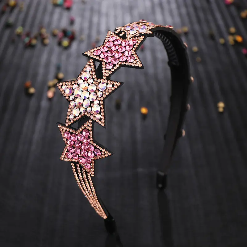 Korean Style Five-pointed Star Headband Czech Drill