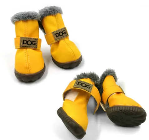 Dog Thick Snow Boots Keep Warm Teddy Autumn And Winter VIP Shoes Yellow - Shop at LoveMi