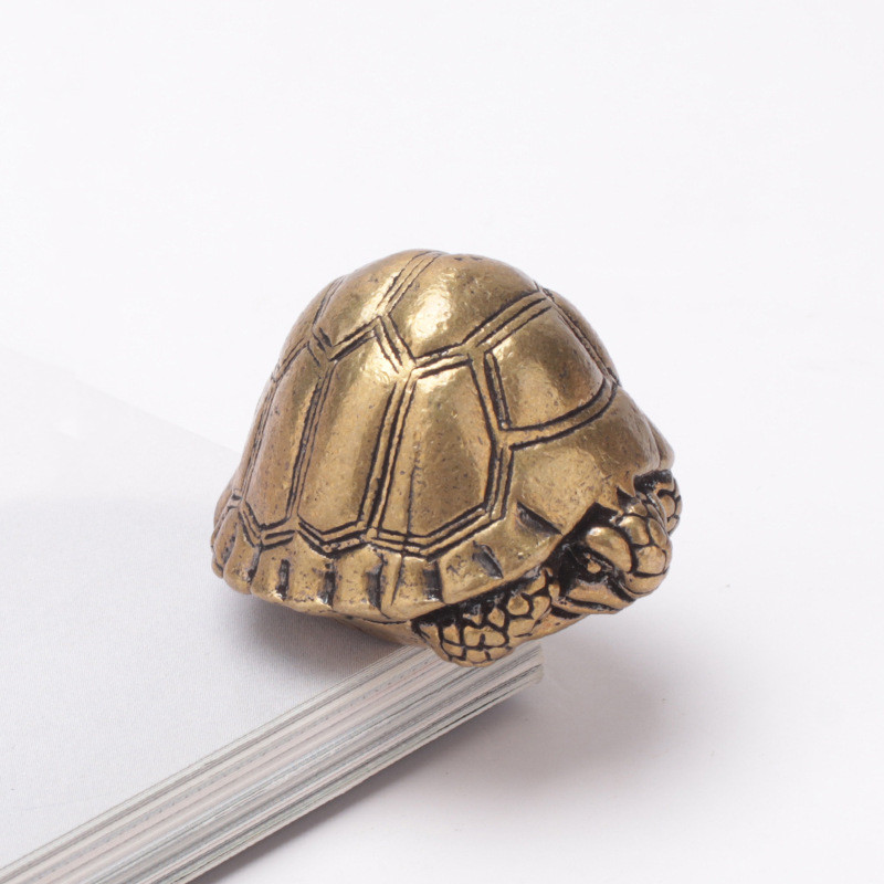 Brass Office Desk Paperweight Ornament (Hawk billed turtle