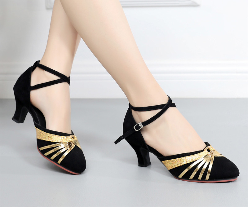 Latin Dance Shoes Female Middle And Soft Bottom Four Seasons Black - Shop at LoveMi