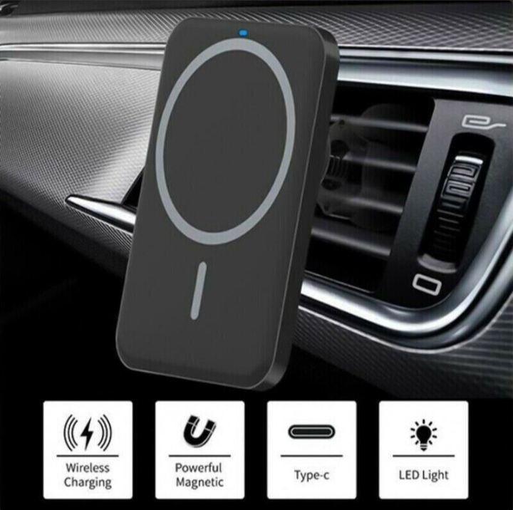 Magnetic Wireless Charger Car Mount Holder For 12 13 14 Pro Max MagSafe 5