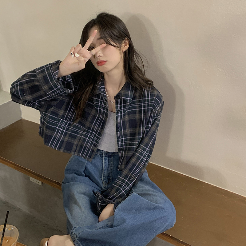 Plaid Short Shirt Women's Advanced Design Sense